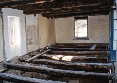 France Fortified Farm House: Annexe upstairs with beams exposed