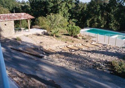 France Fortified Farm House: Pool house and steps to pool