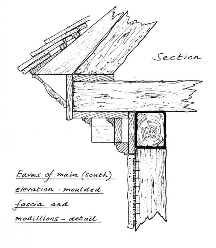 Ink drawing of fascia section