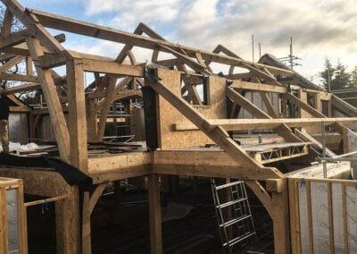 Timber House New Build timber frame roof section